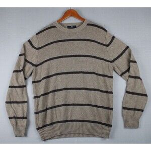 Blue Harbour Marks & Spencer Men's Size Medium Beige Brown Stripes Woolblend